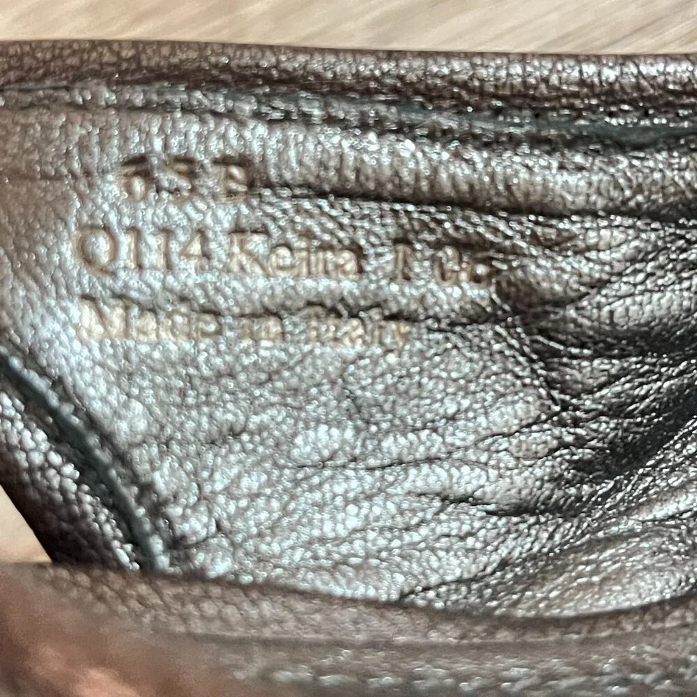 Coach Kiera Platform Heels Peeptoe Slingback Metallic Pewter Gunmetal 6.5